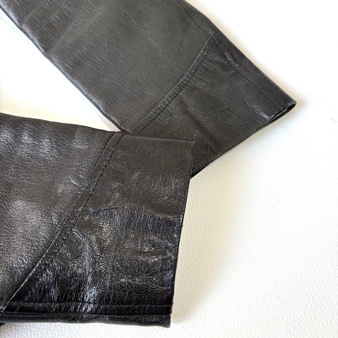 【希少】ウエストライド テーラードジャケット 羊革 レザー 38 ブラック