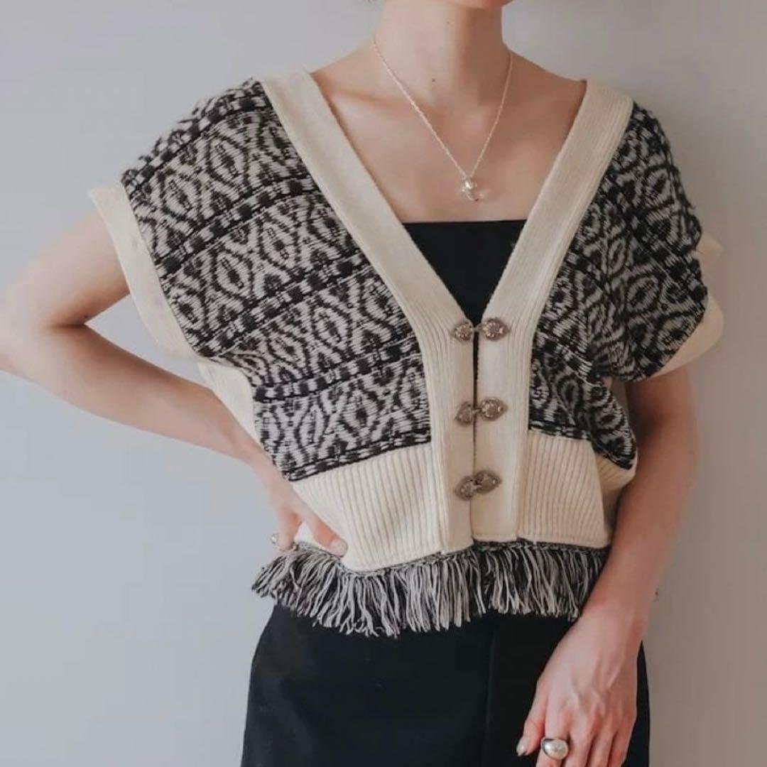 marte 2wayバイカラー ニット カーディガン