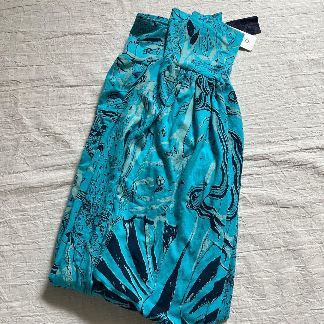 ホアナデアル直輸入 Sサイズ新品タグ付 鮮やかブルーアートポケットパンツ