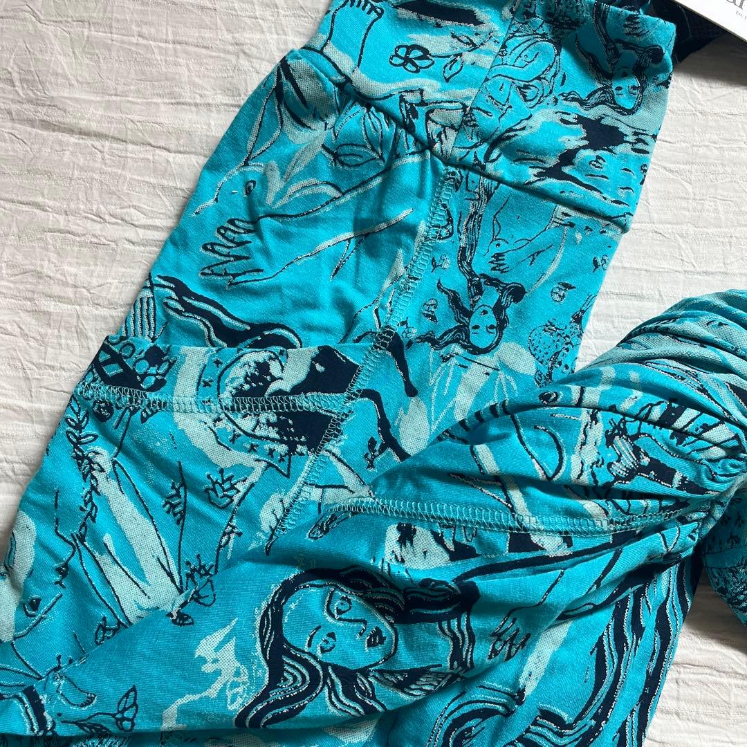 ホアナデアル直輸入 Sサイズ新品タグ付 鮮やかブルーアートポケットパンツ