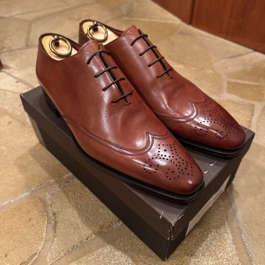 ⭐️美品⭐️a.testoniブラウンレザーウィングチップ ドレスシューズ（未使用）