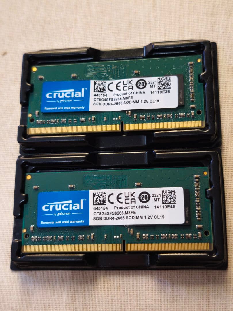 CrucialノートPC用メモリDDR4-2666 16GB（ 8GB×2枚 ）
