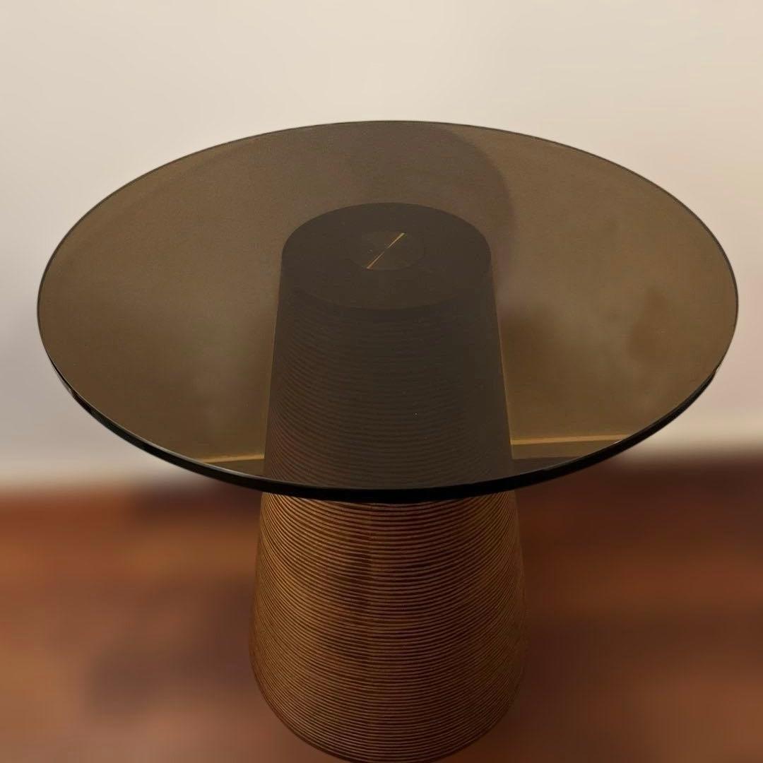 アビスタイル 円形 ガラス天板 サイドテーブル ローテーブル