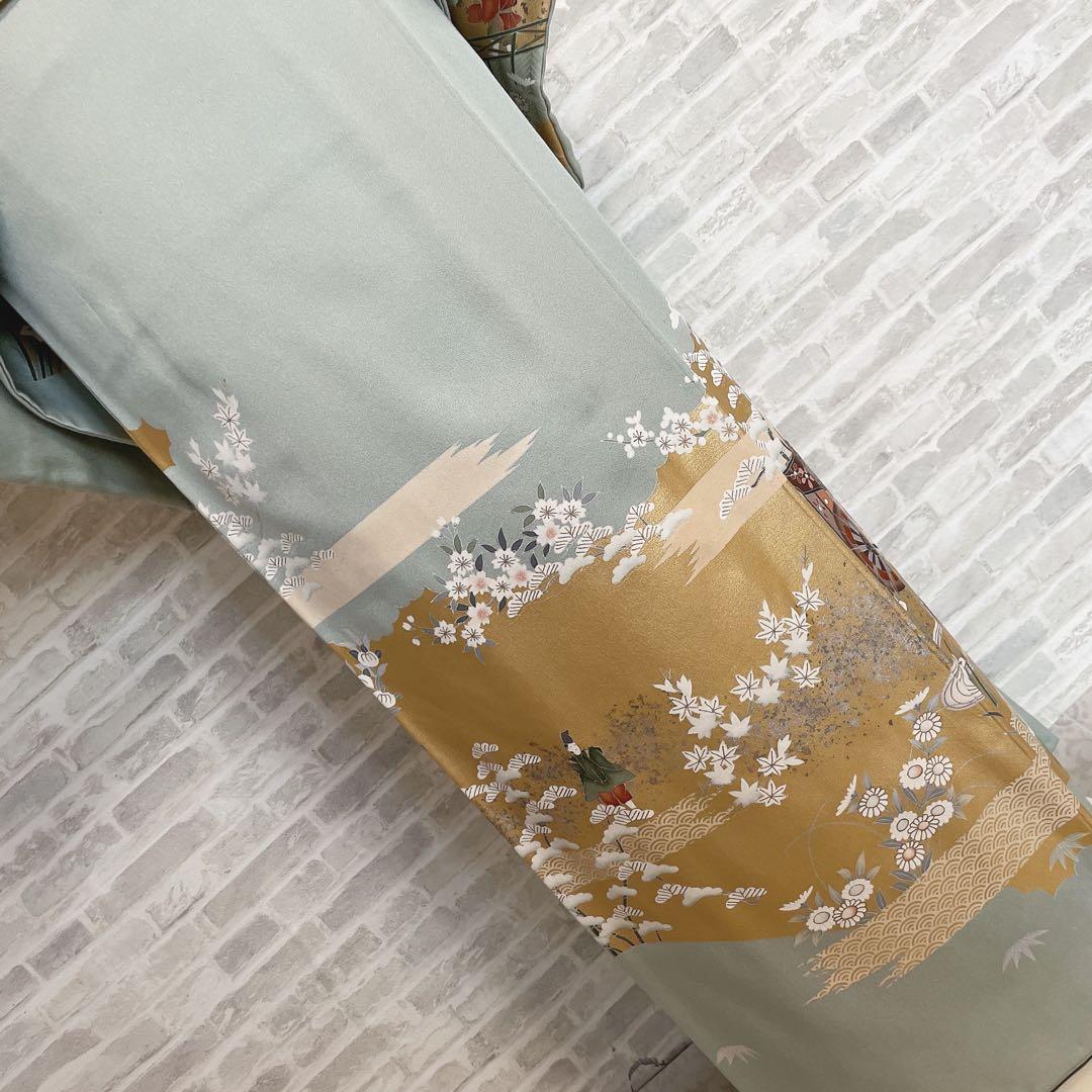 訪問着　フルセット　御所車　橘　金彩加工　落款　着物　風景画　H2