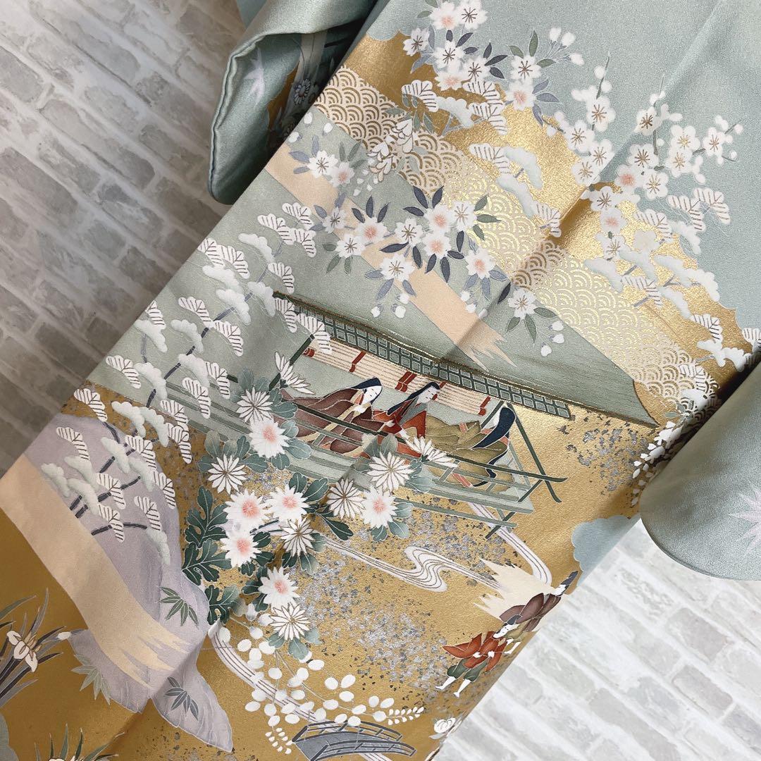 訪問着　フルセット　御所車　橘　金彩加工　落款　着物　風景画　H2