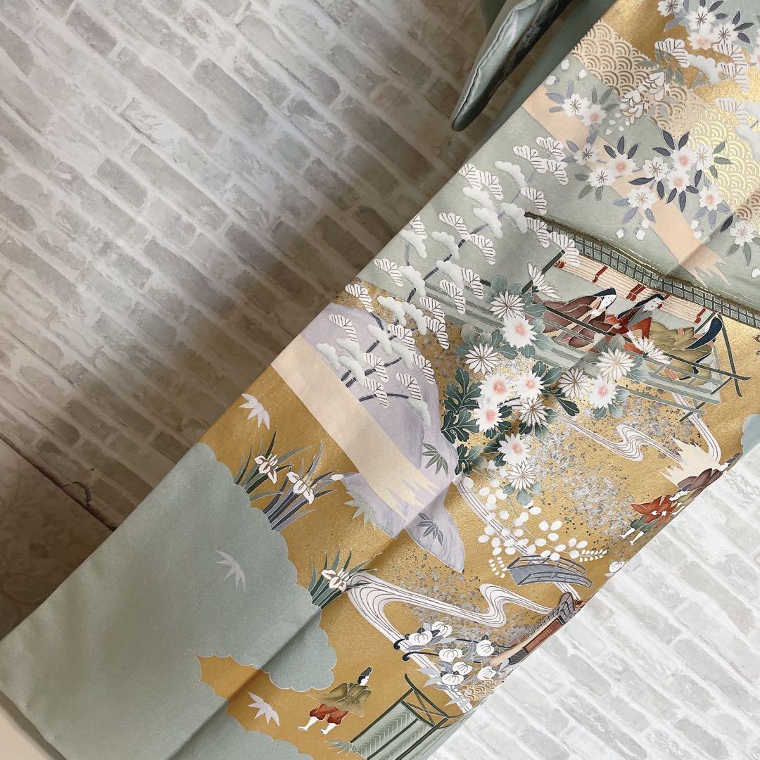 訪問着　フルセット　御所車　橘　金彩加工　落款　着物　風景画　H2