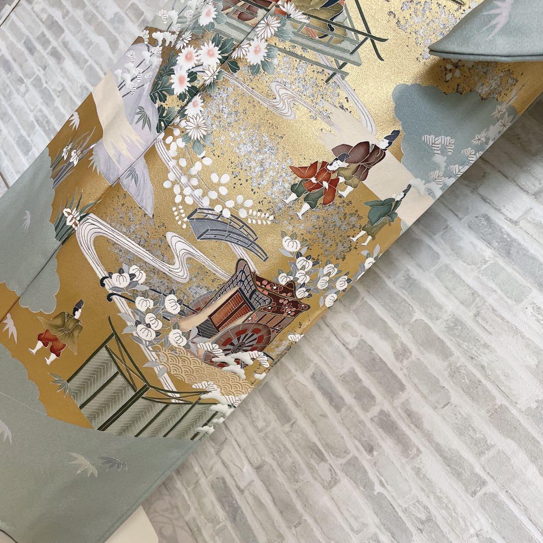 訪問着　フルセット　御所車　橘　金彩加工　落款　着物　風景画　H2