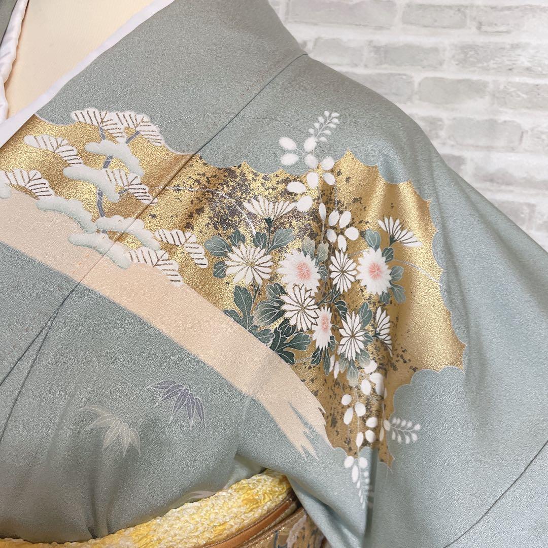 訪問着　フルセット　御所車　橘　金彩加工　落款　着物　風景画　H2