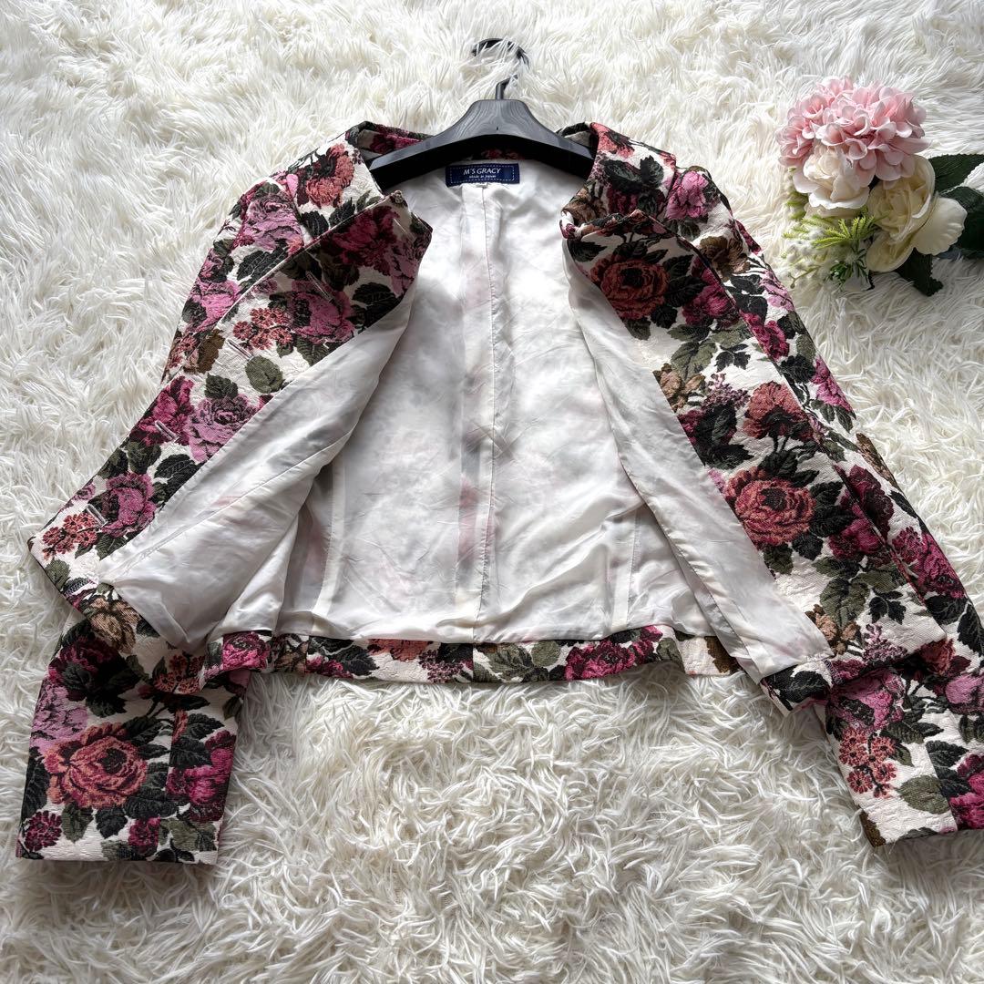 42サイズ　薔薇　コブラン調プリント　エムズグレイシー　ジャケット　2020年