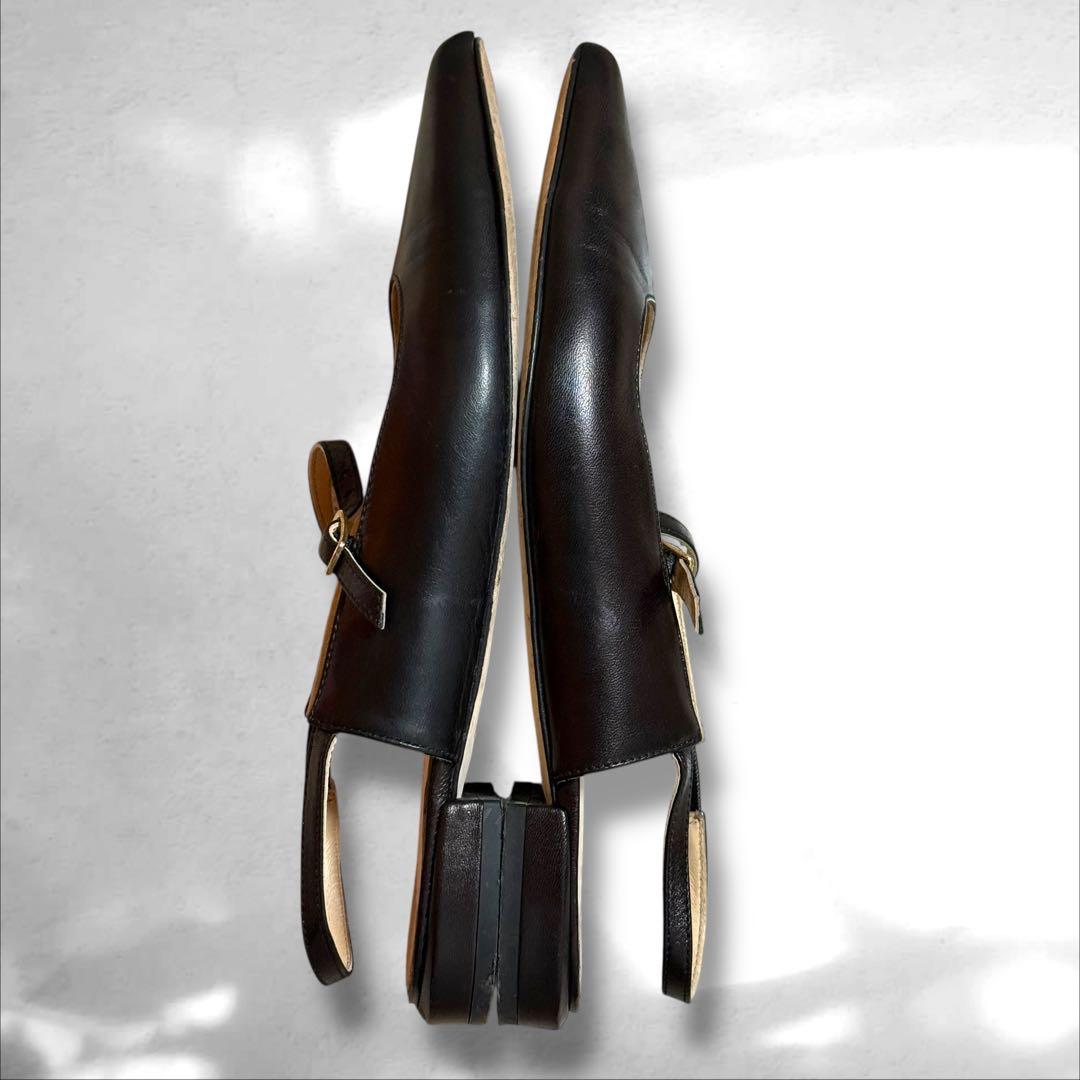 ファビオルスコーニ　ポインテッドトゥ　メリージェーン　レザー　ブラック　23㎝