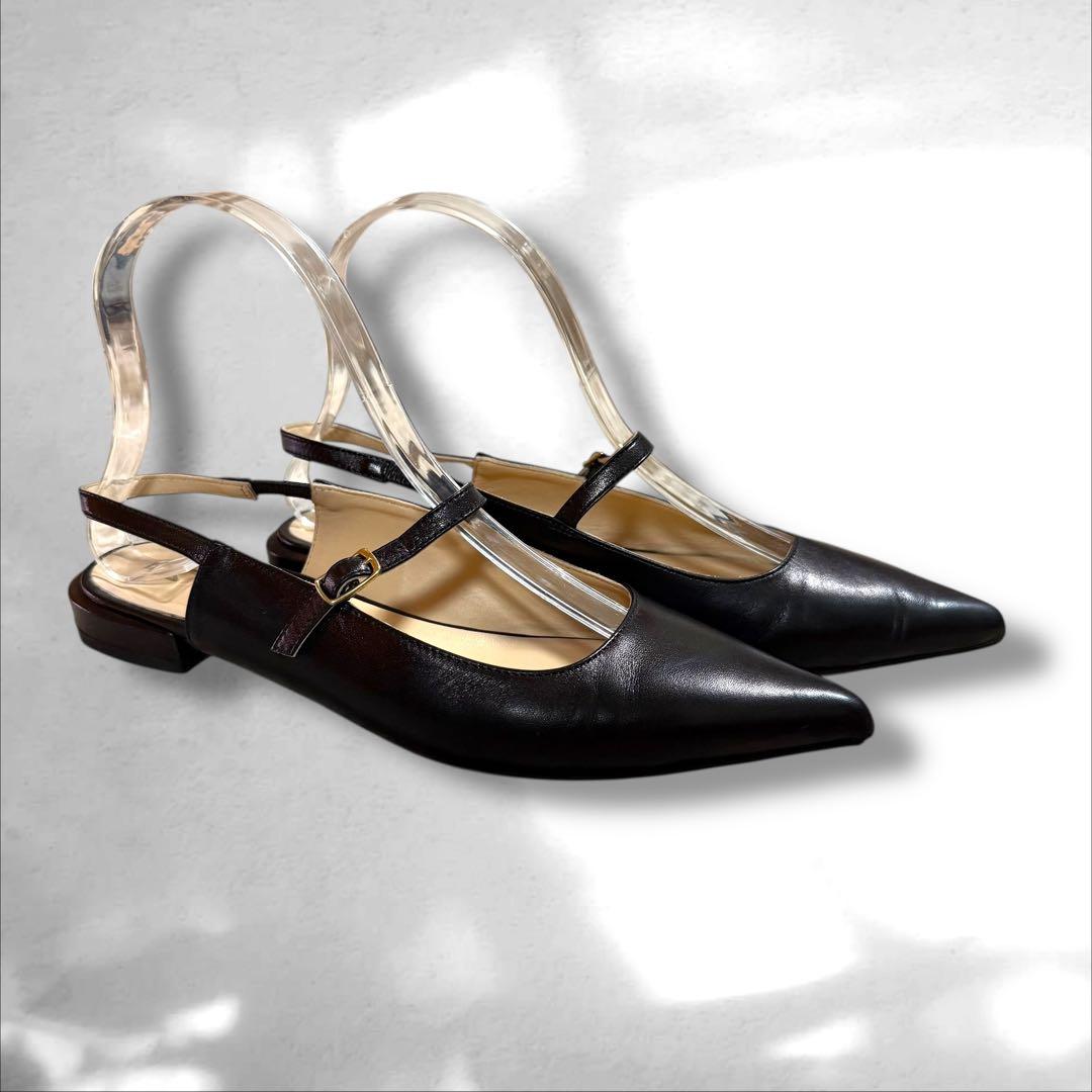 ファビオルスコーニ　ポインテッドトゥ　メリージェーン　レザー　ブラック　23㎝