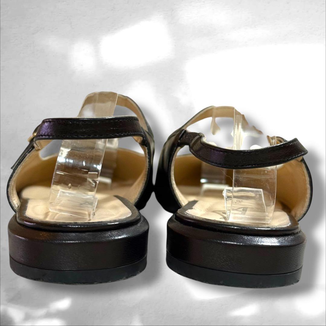 ファビオルスコーニ　ポインテッドトゥ　メリージェーン　レザー　ブラック　23㎝