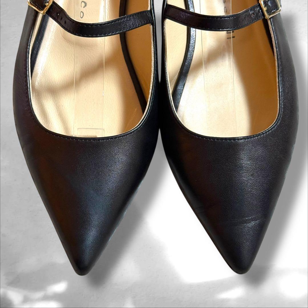 ファビオルスコーニ　ポインテッドトゥ　メリージェーン　レザー　ブラック　23㎝
