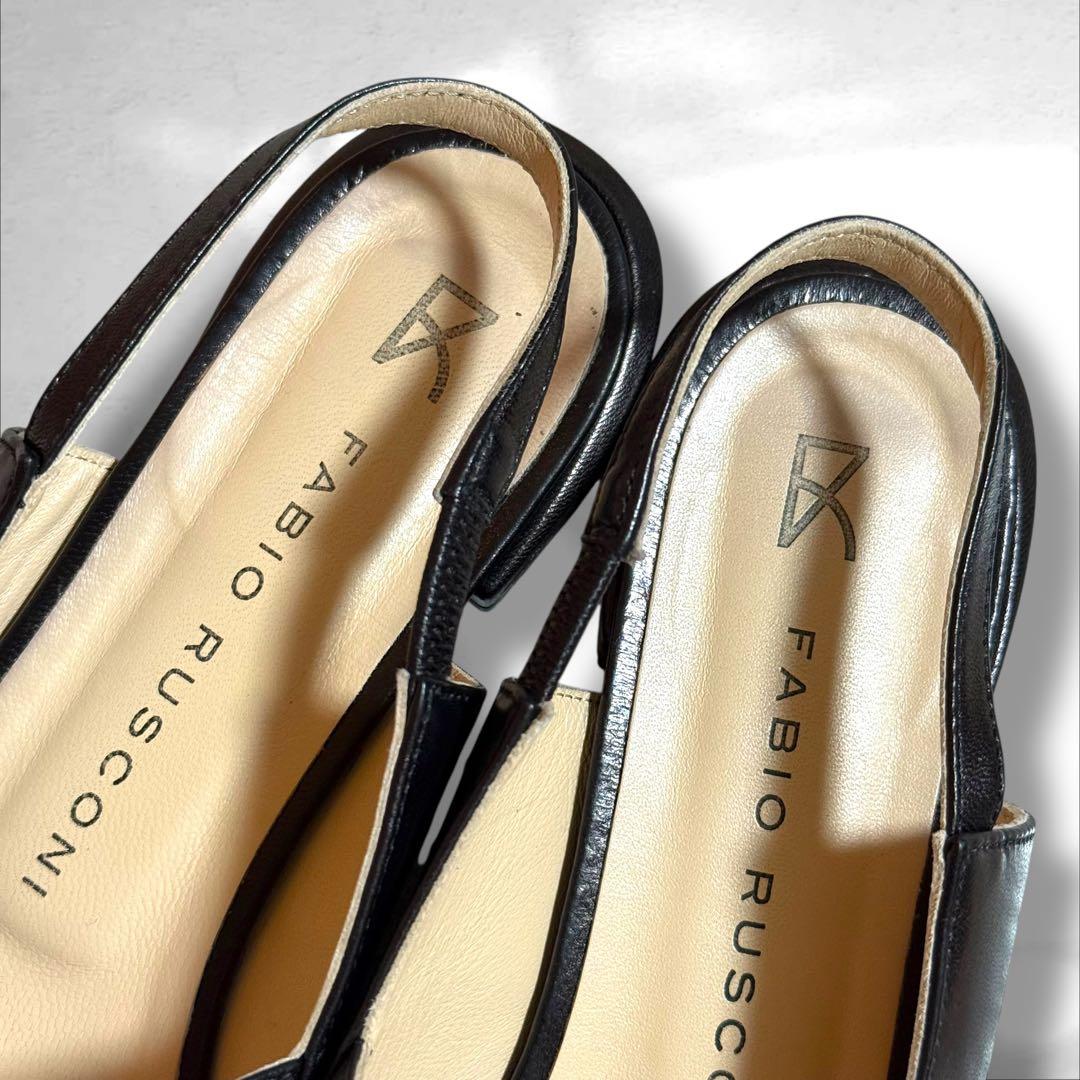 ファビオルスコーニ　ポインテッドトゥ　メリージェーン　レザー　ブラック　23㎝