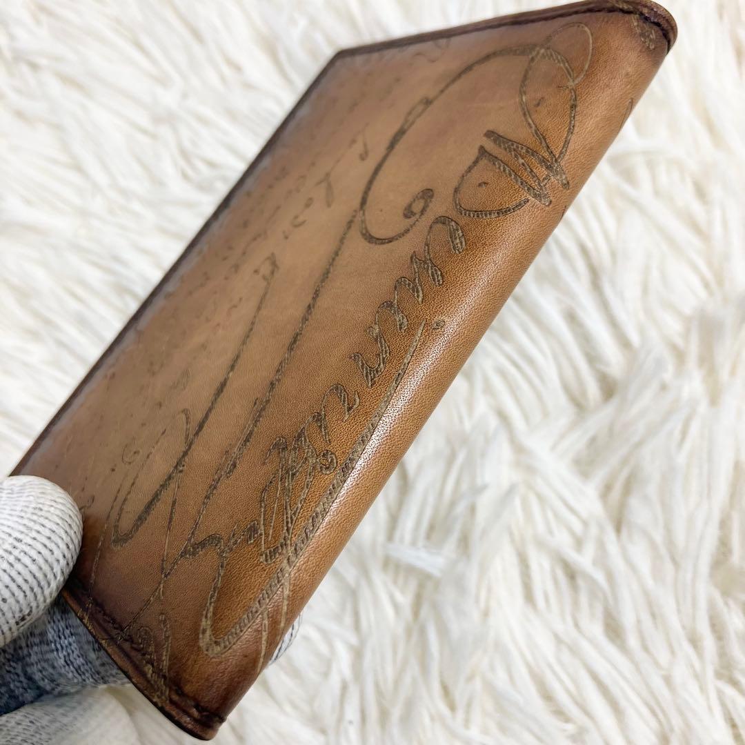 【美品】ベルルッティ 名刺入れ レザー フラップ カリグラフィー インブイア