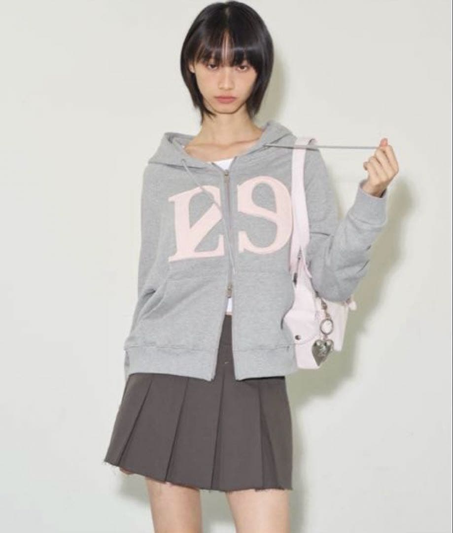 ILLIGO ロゴ パッチ ジップアップ パーカー Sサイズ ライトグレー