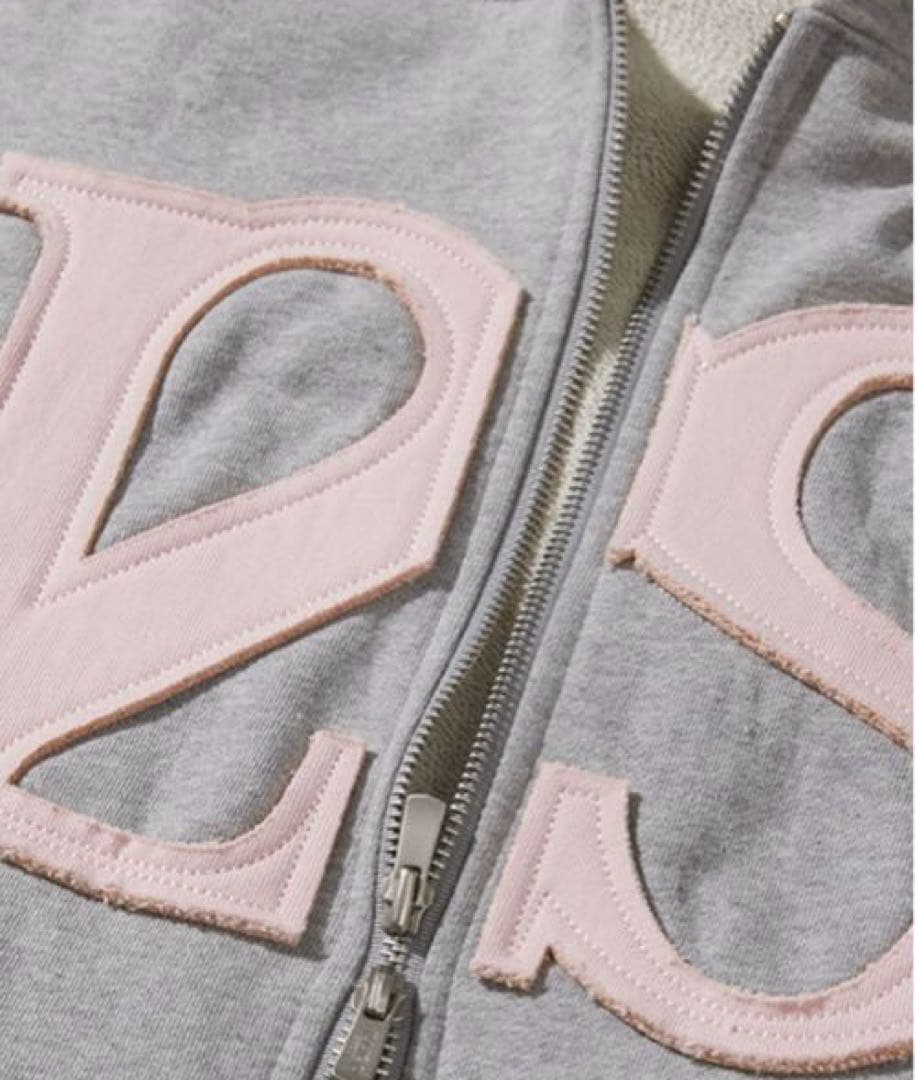 ILLIGO ロゴ パッチ ジップアップ パーカー Sサイズ ライトグレー