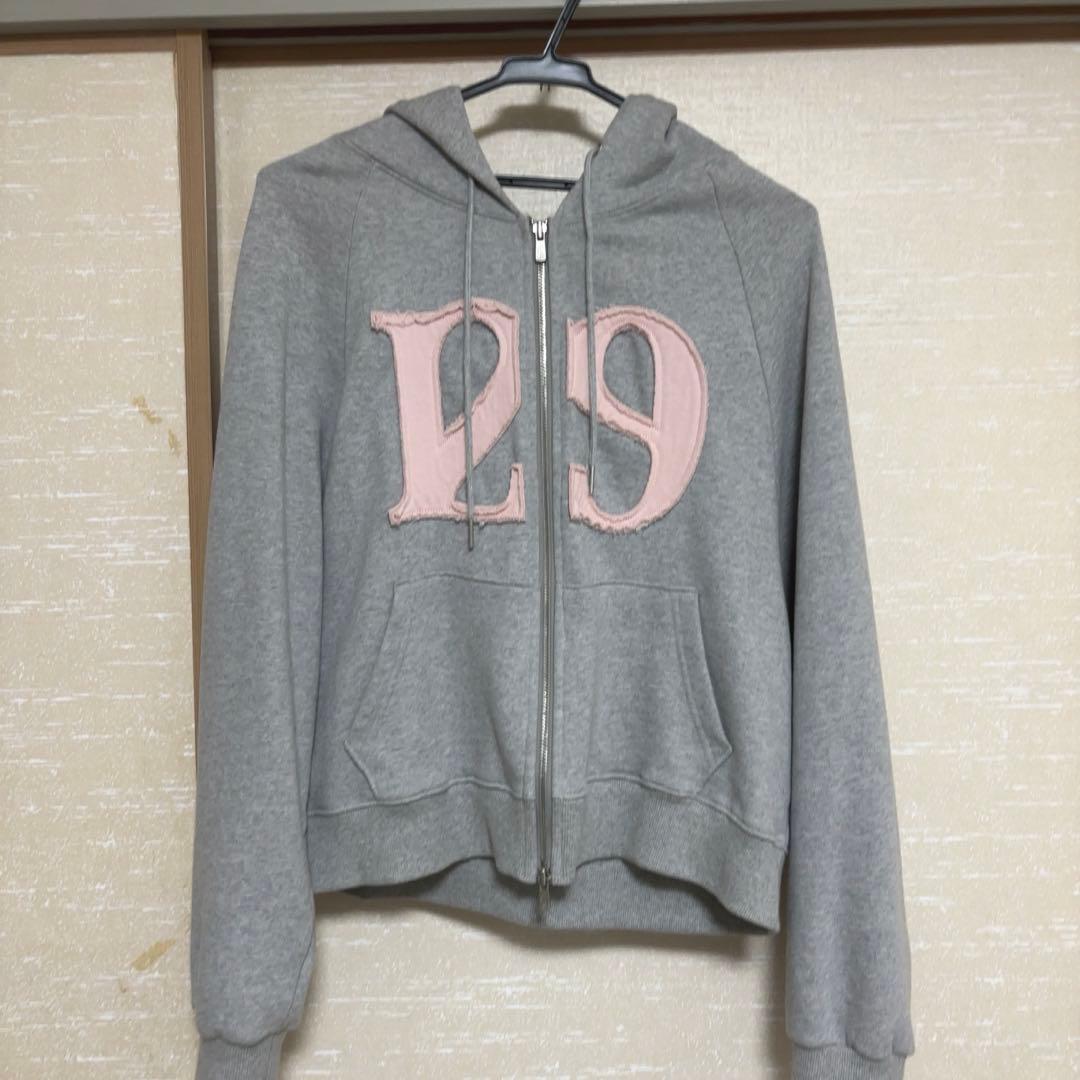 ILLIGO ロゴ パッチ ジップアップ パーカー Sサイズ ライトグレー