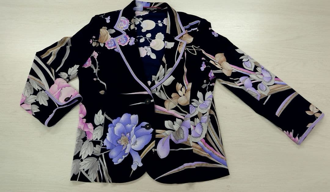 美品LEONARD レオナール カンカン　ストレッチ ジャケットLL大きいサイズ