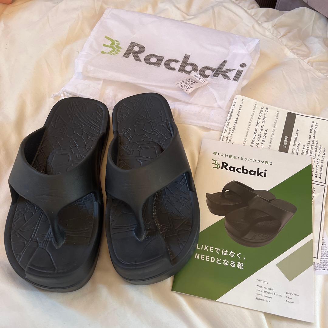 処分価格【袋付き】ラクバキ イージーサンダル　ブラック　Lサイズ 黒