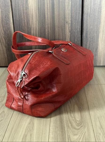 美品✨ アニアリ クロコ型押し レザー ボストンバッグ