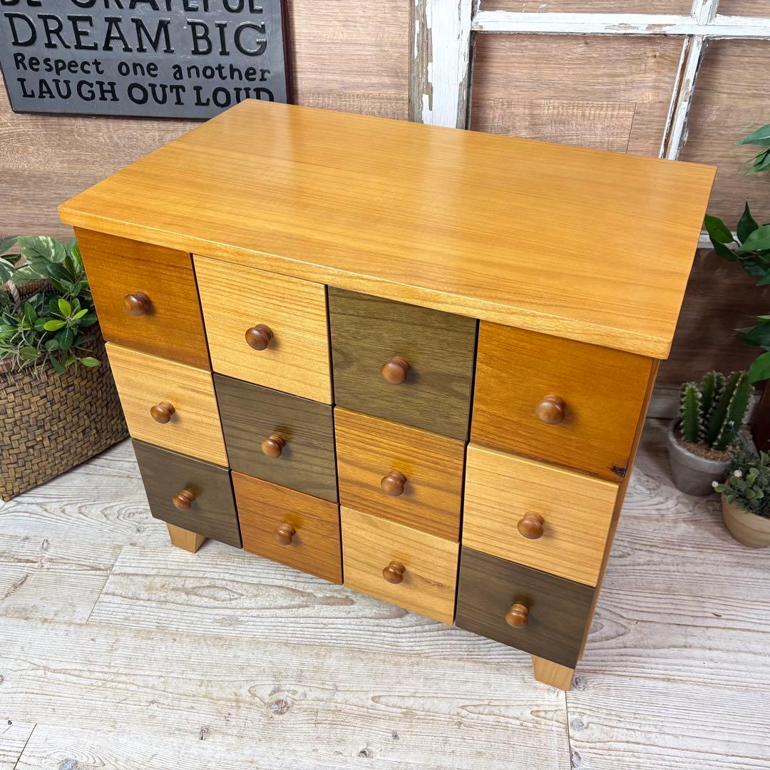 訳あり品【140】ナチュラルウッド多引き出し収納チェストインテリア木製タンス桐材