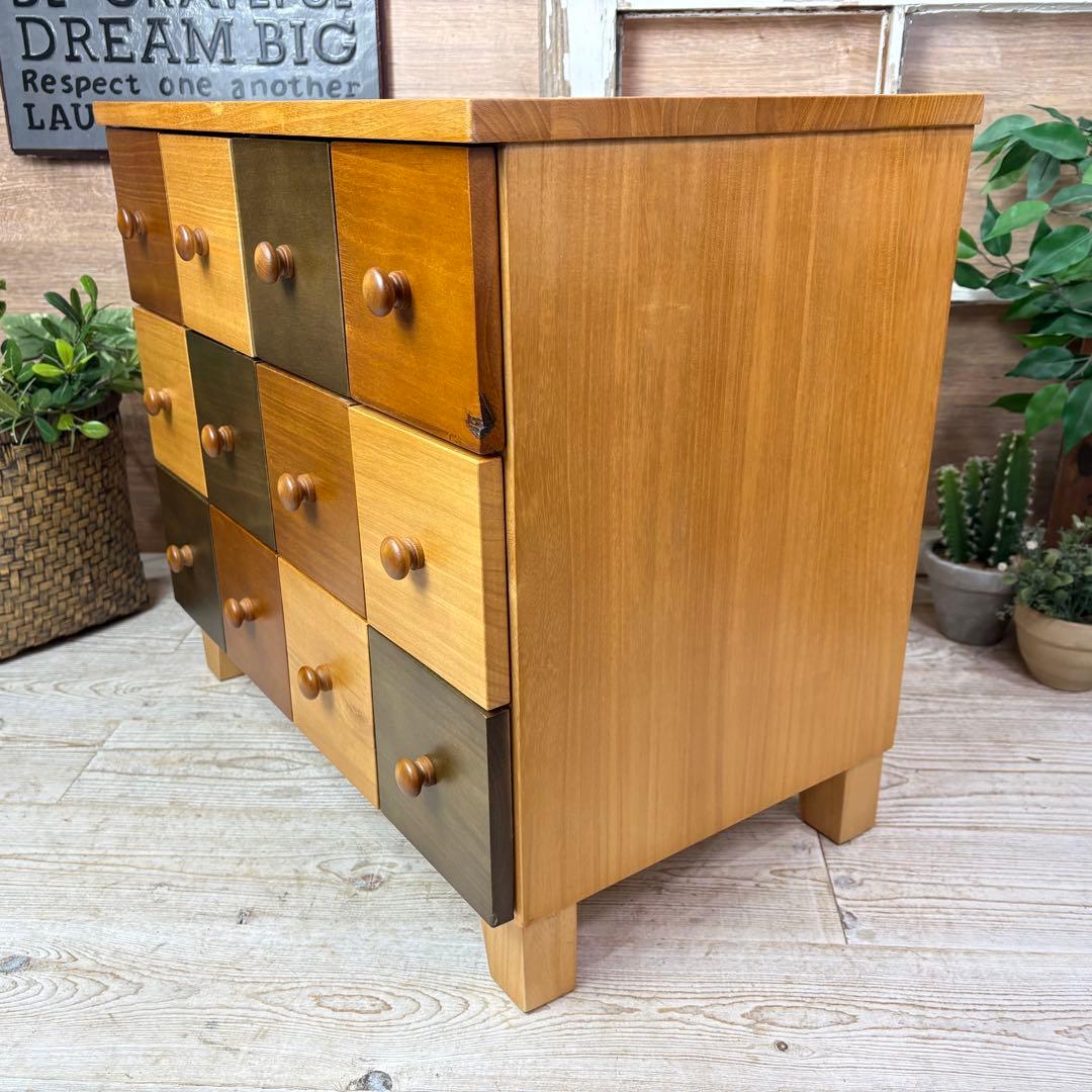 訳あり品【140】ナチュラルウッド多引き出し収納チェストインテリア木製タンス桐材