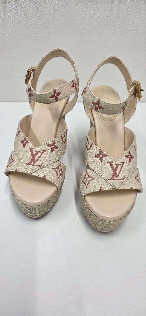 Louis Vuitton ウェッジサンダル ホワイト・ピンク