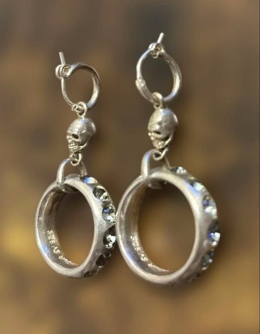 ヒステリックグラマー ドクロ スワロフスキー ピアス SV925 シルバー