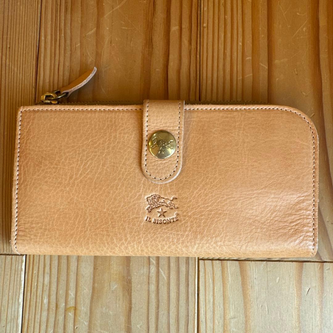 【新品】IL BISONTE コンチョストラップ 長財布 ヌメ ナチュラル☆