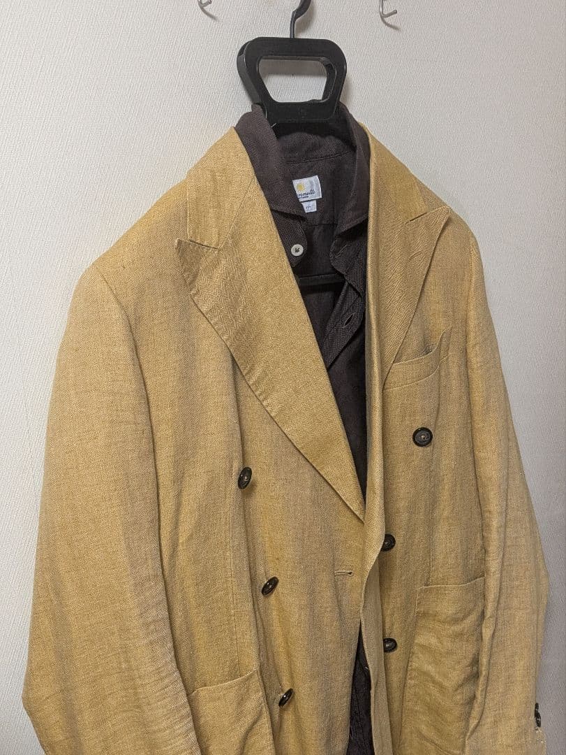 ★タリアトーレ テーラードジャケット 48 麻 ダブルブレスト 本切羽