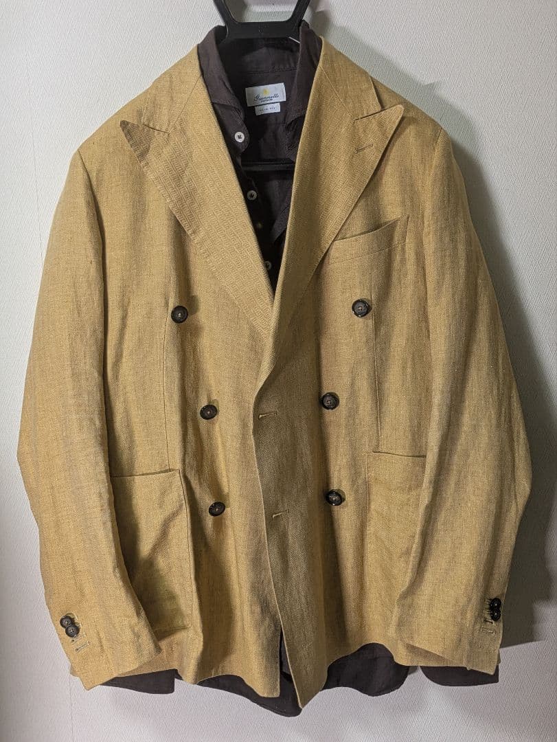 ★タリアトーレ テーラードジャケット 48 麻 ダブルブレスト 本切羽