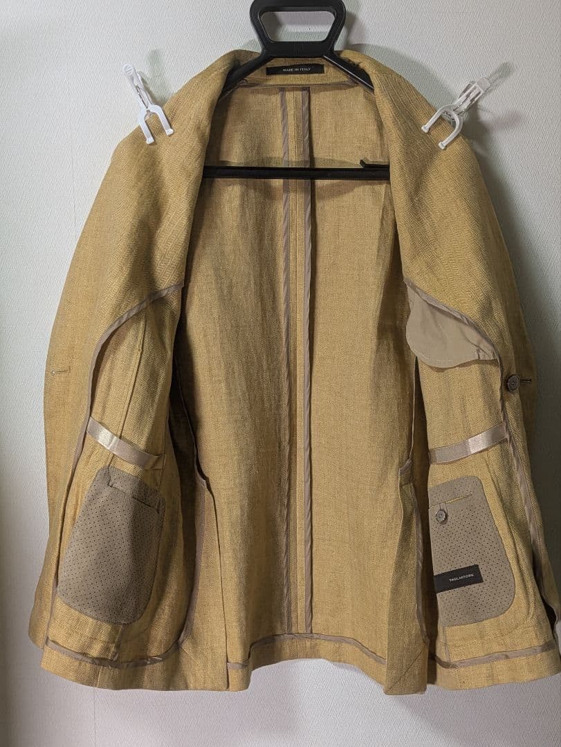 ★タリアトーレ テーラードジャケット 48 麻 ダブルブレスト 本切羽