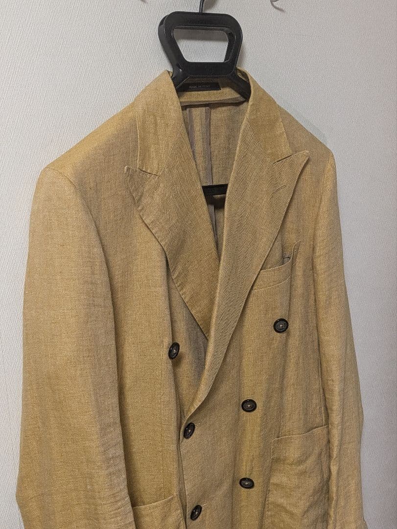 ★タリアトーレ テーラードジャケット 48 麻 ダブルブレスト 本切羽
