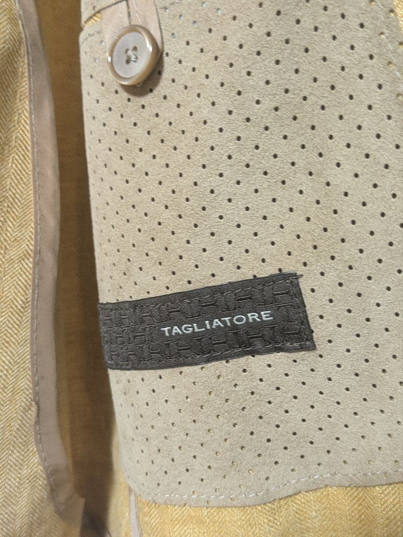 ★タリアトーレ テーラードジャケット 48 麻 ダブルブレスト 本切羽