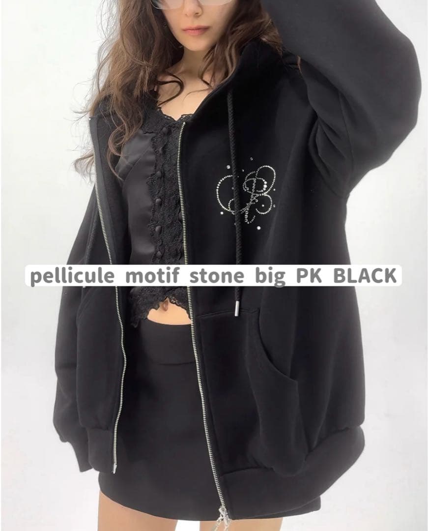 トップス pellicule motif stone big PK BLACK