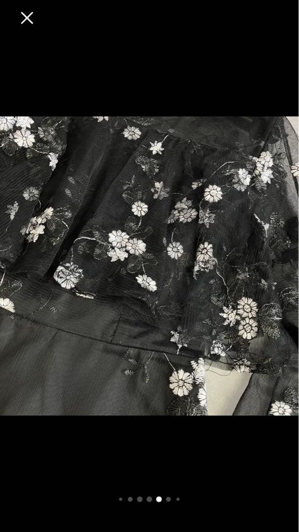 【タグ付】retica レティカ シースルー七分袖花柄刺繍ロングパーティードレス