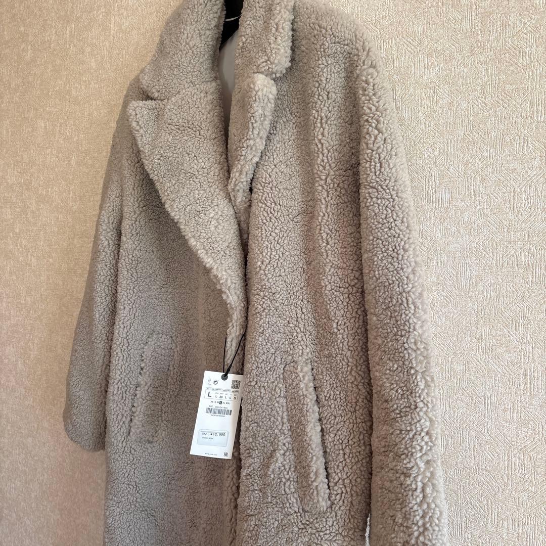 ZARA テディベアコート　ボアコート　L