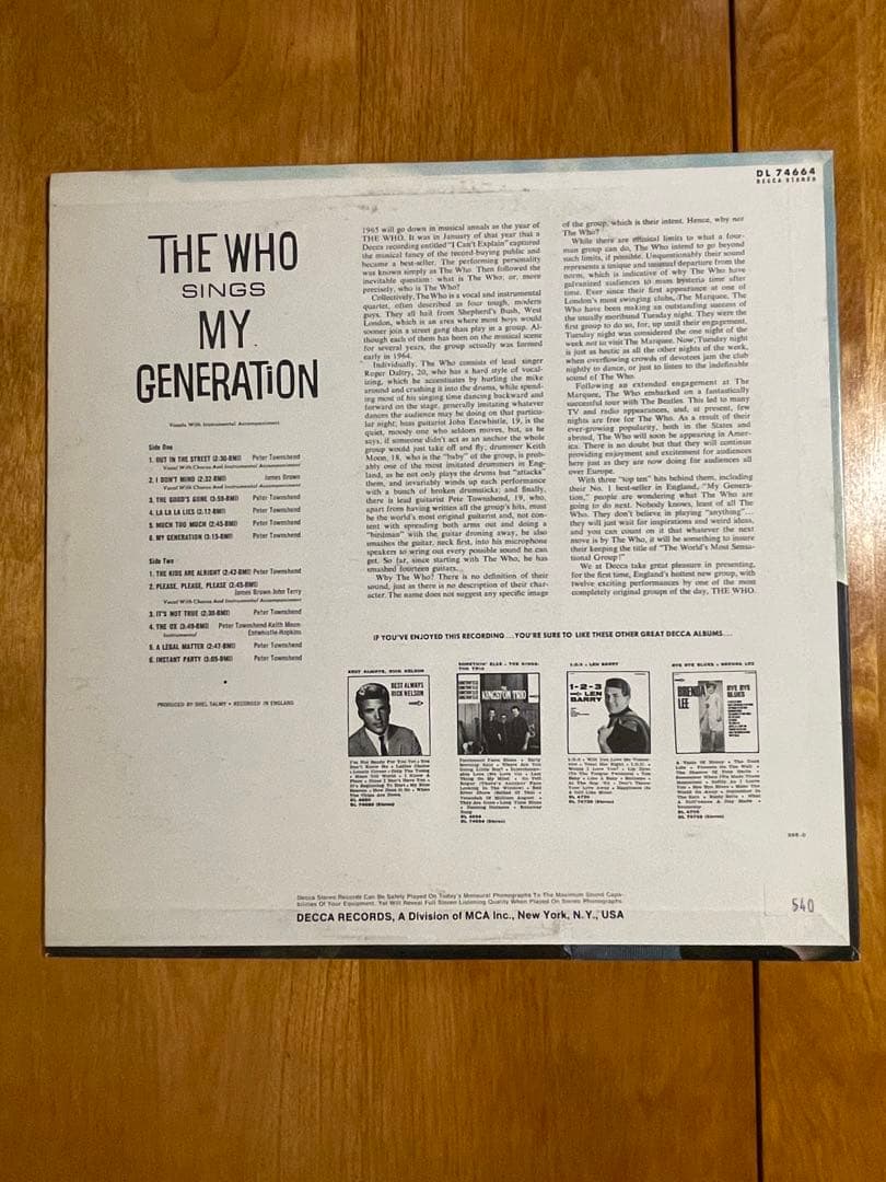 ザ フー マイジェネレイション USオリジナル盤 THE WHO