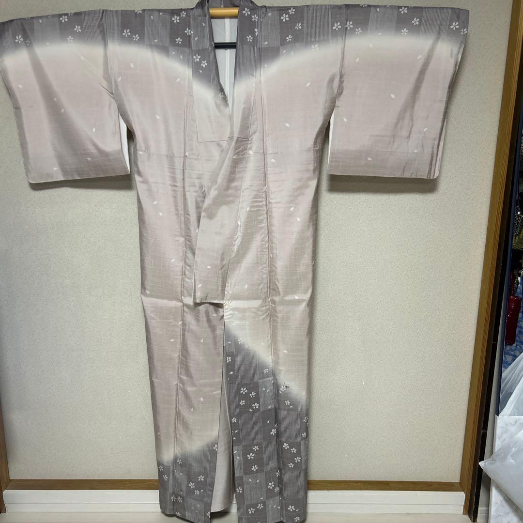 着物　縞大島　付け下げ訪問　トールサイズ 裄長