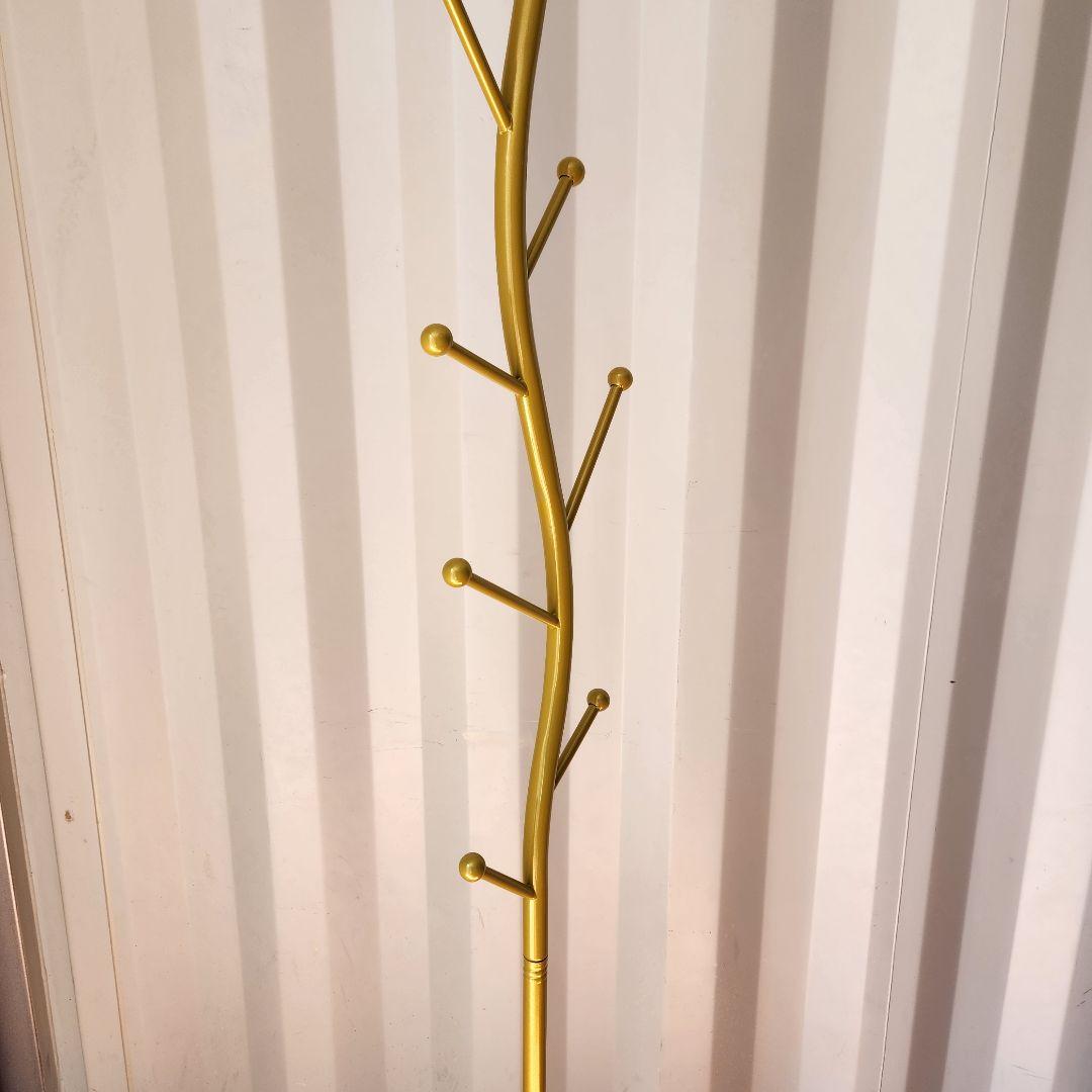 金属製　大理石ベース　ポールハンガー　ハンガーラック　コートハンガー　ゴールド