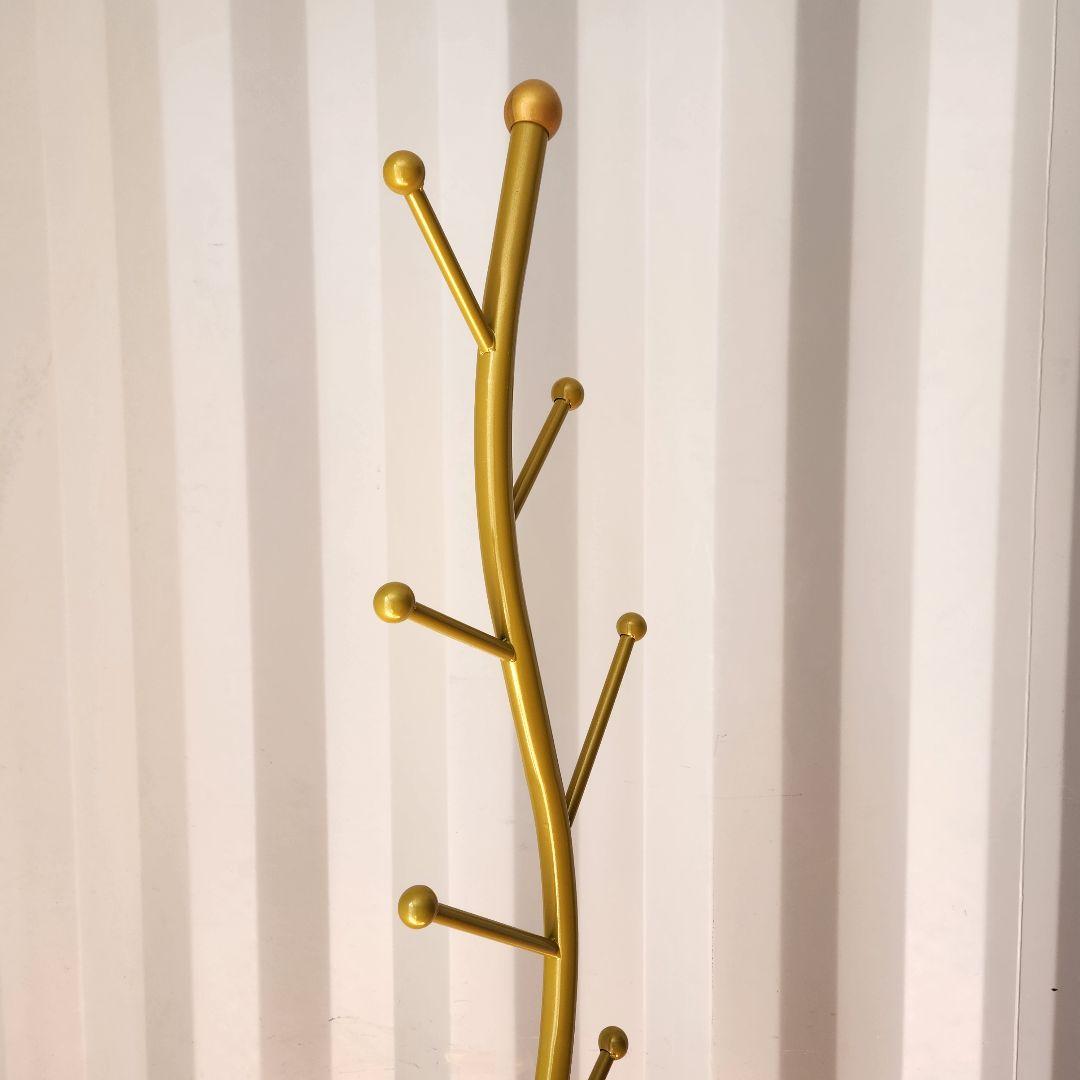 金属製　大理石ベース　ポールハンガー　ハンガーラック　コートハンガー　ゴールド