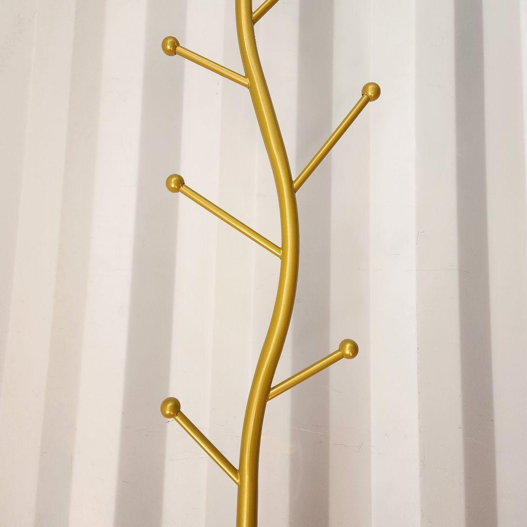 金属製　大理石ベース　ポールハンガー　ハンガーラック　コートハンガー　ゴールド