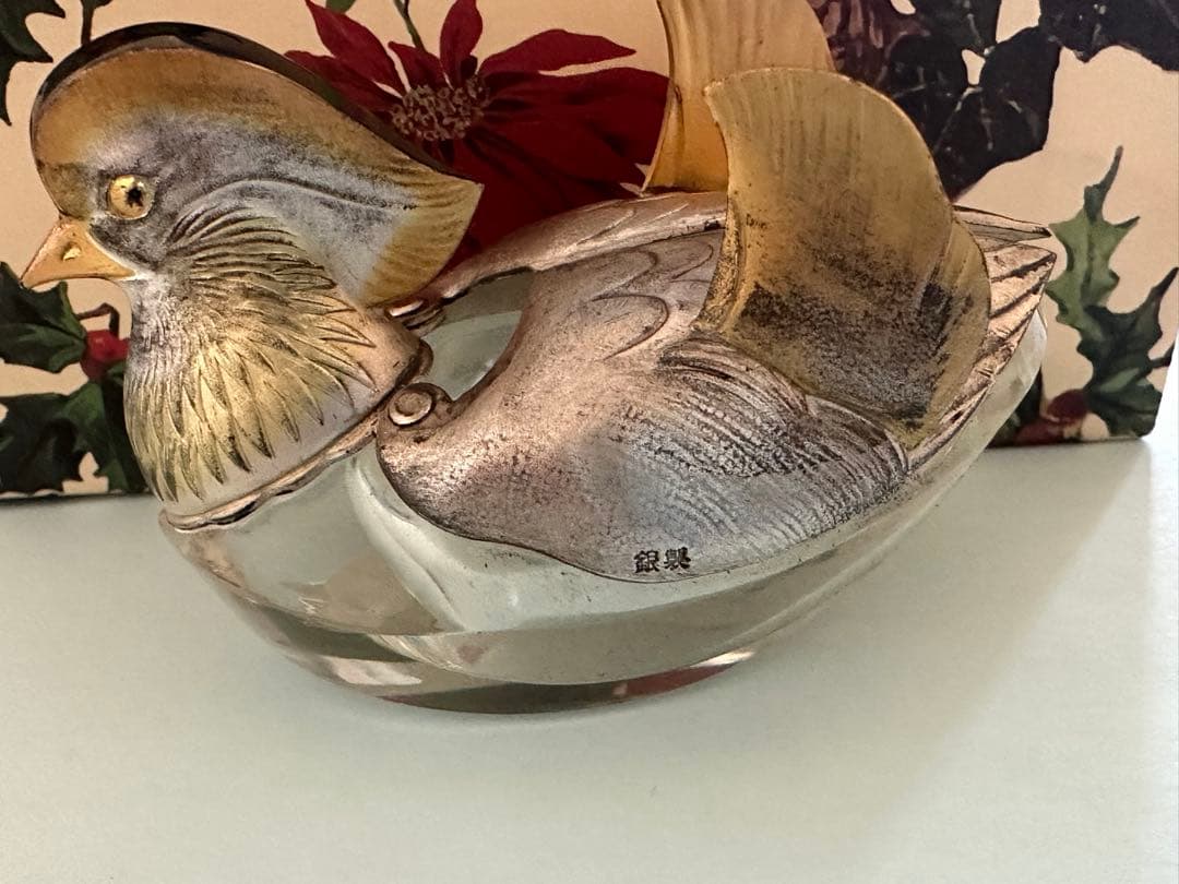 銀製 鴛鴦 おしどり 調味料入れ 2点セット 刻印有