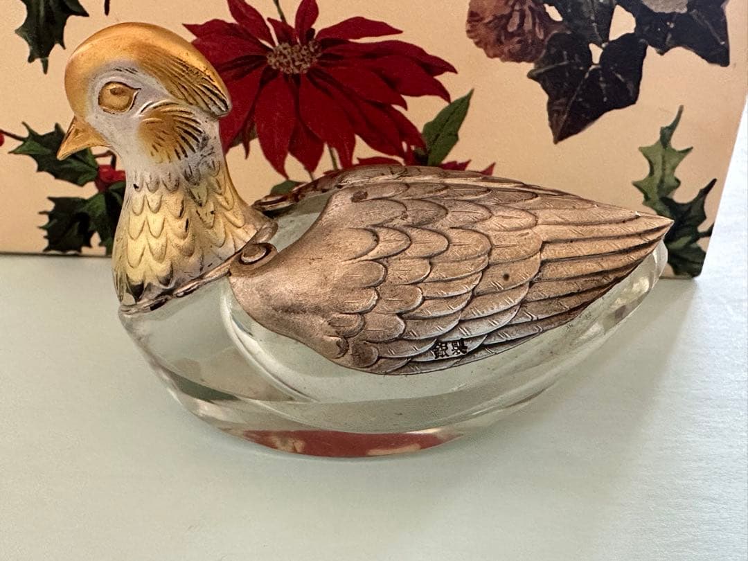 銀製 鴛鴦 おしどり 調味料入れ 2点セット 刻印有