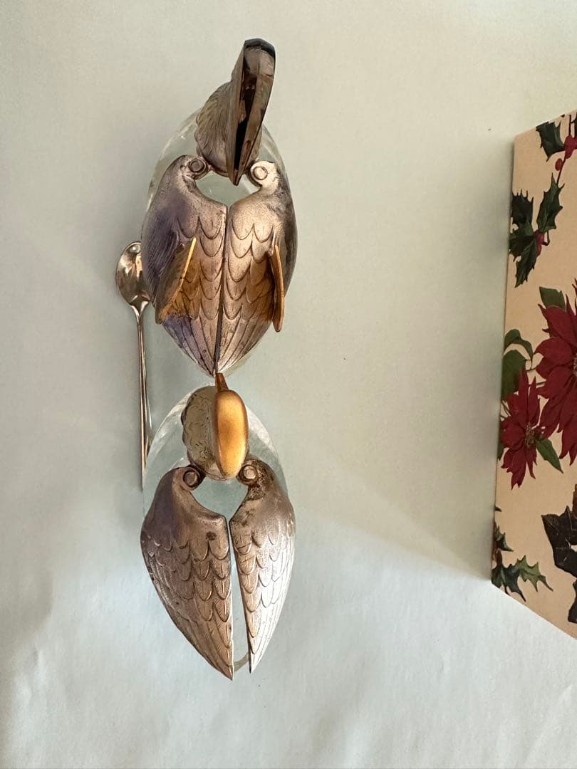 銀製 鴛鴦 おしどり 調味料入れ 2点セット 刻印有