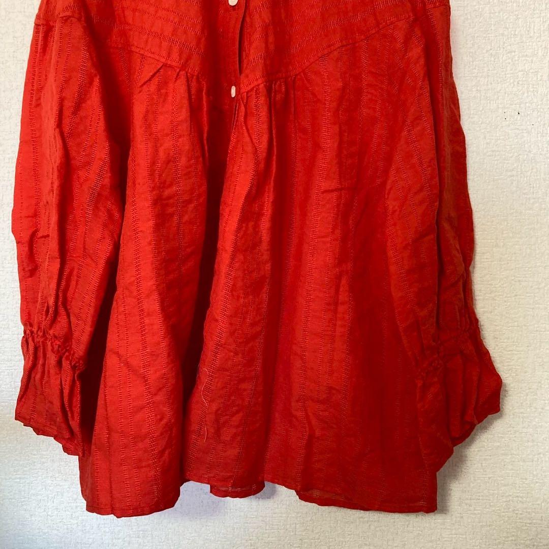 新品未使用 23区 ニジュウサンク シャツ L相当 赤 スタンドカラー 長袖