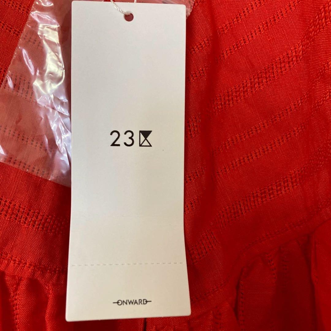 新品未使用 23区 ニジュウサンク シャツ L相当 赤 スタンドカラー 長袖