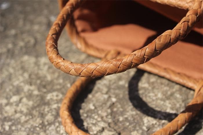 六角花結び編み 山葡萄 かごバッグ やまぶどう 山ぶどう カゴバッグ 持ち手 籠