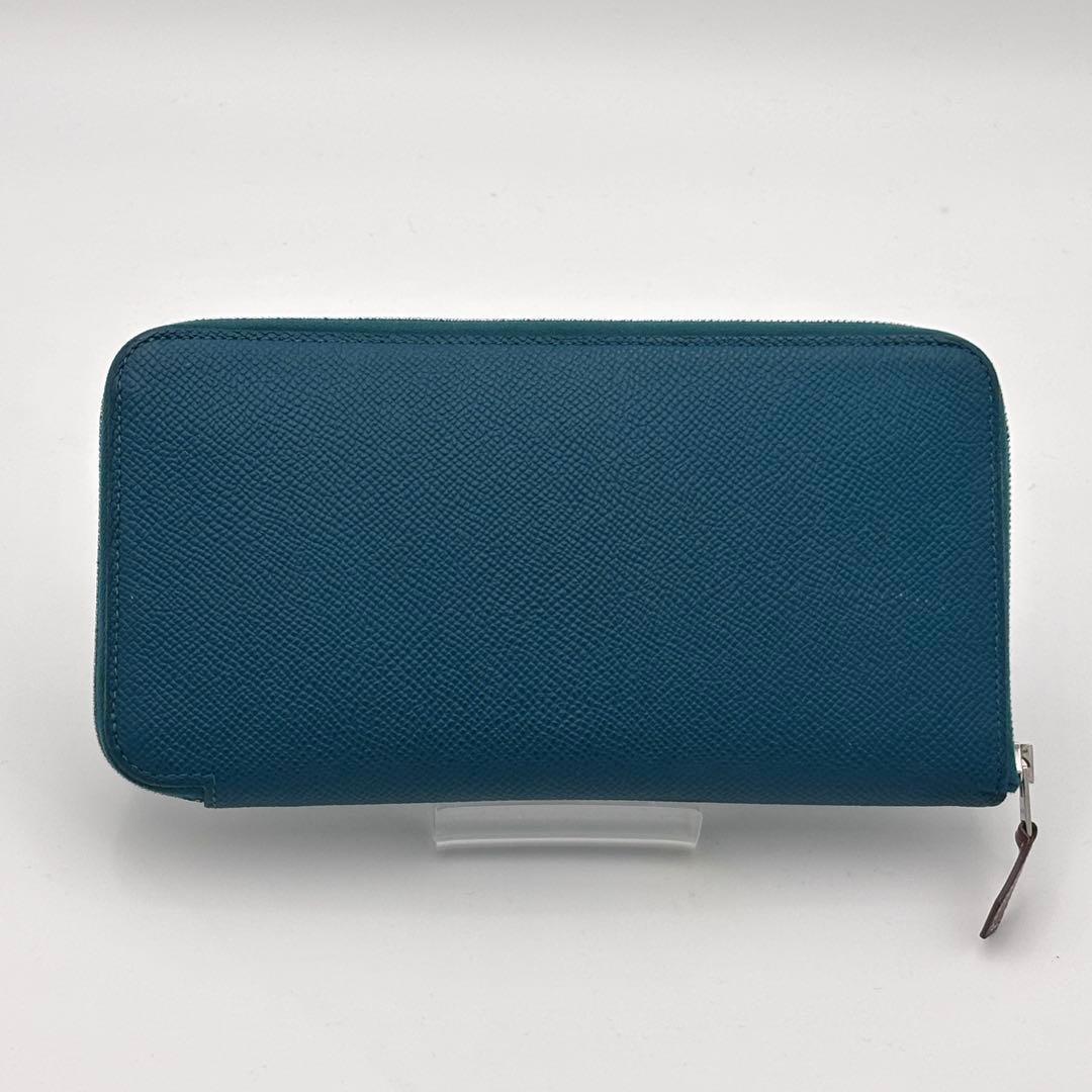 HERMÈSエルメス アザップ　シルクイン ロング　AU刻印　ブルー　長財布
